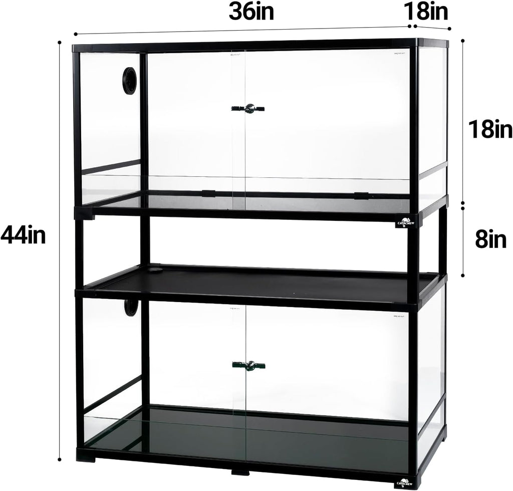 Double-Deck 100 Gallon Bearded Dragon Tank 36" x 18" x 44" Tall Reptile Terrarium