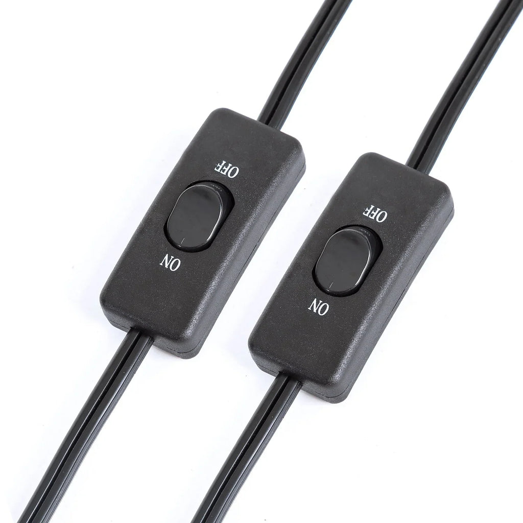 Black inline on/off power switches for reptile terrarium lighting accessories