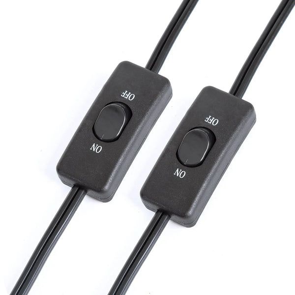 Black inline on/off power switches for reptile terrarium lighting accessories