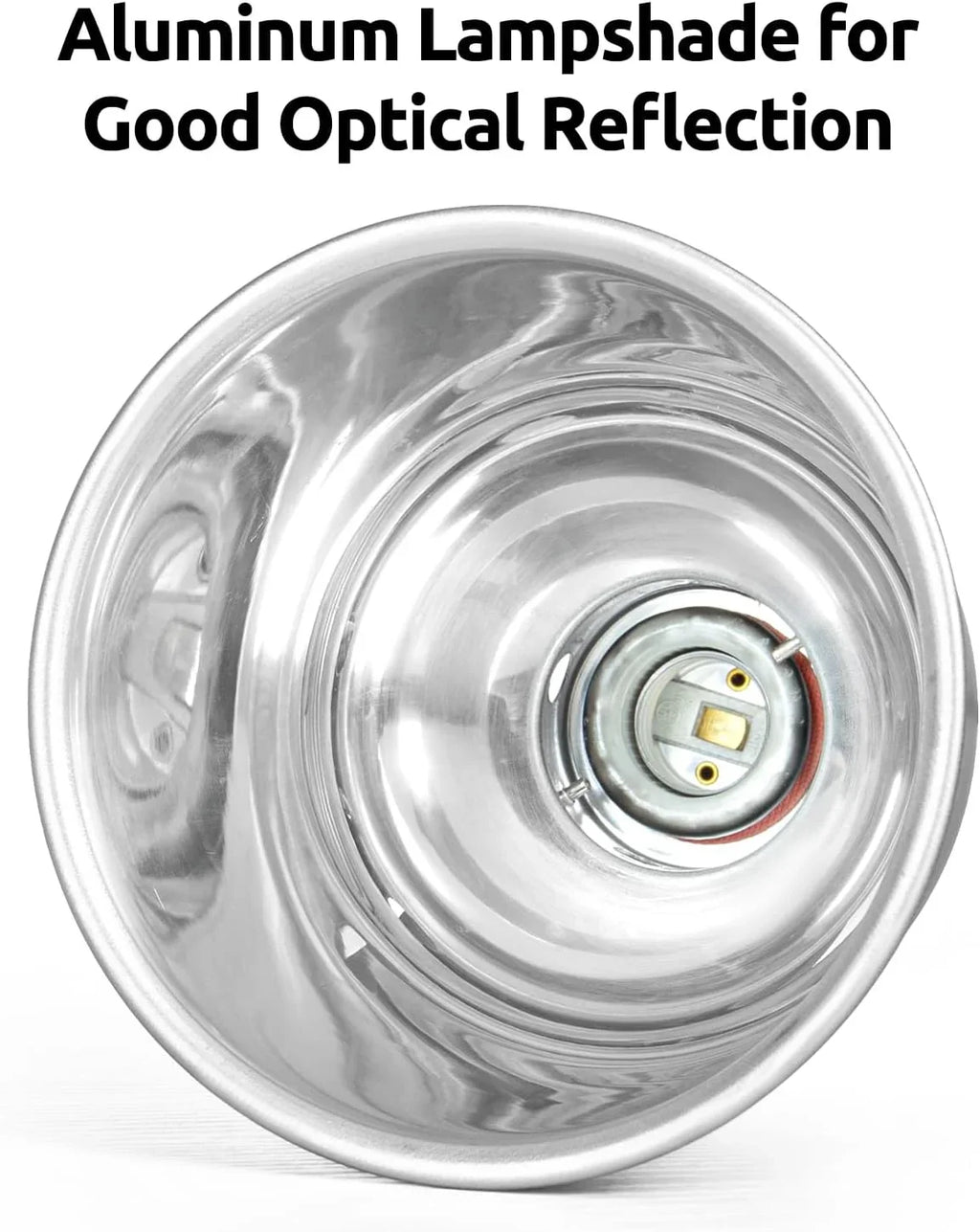 Aluminum lampshade with reflective surface, ideal for reptile terrarium lighting