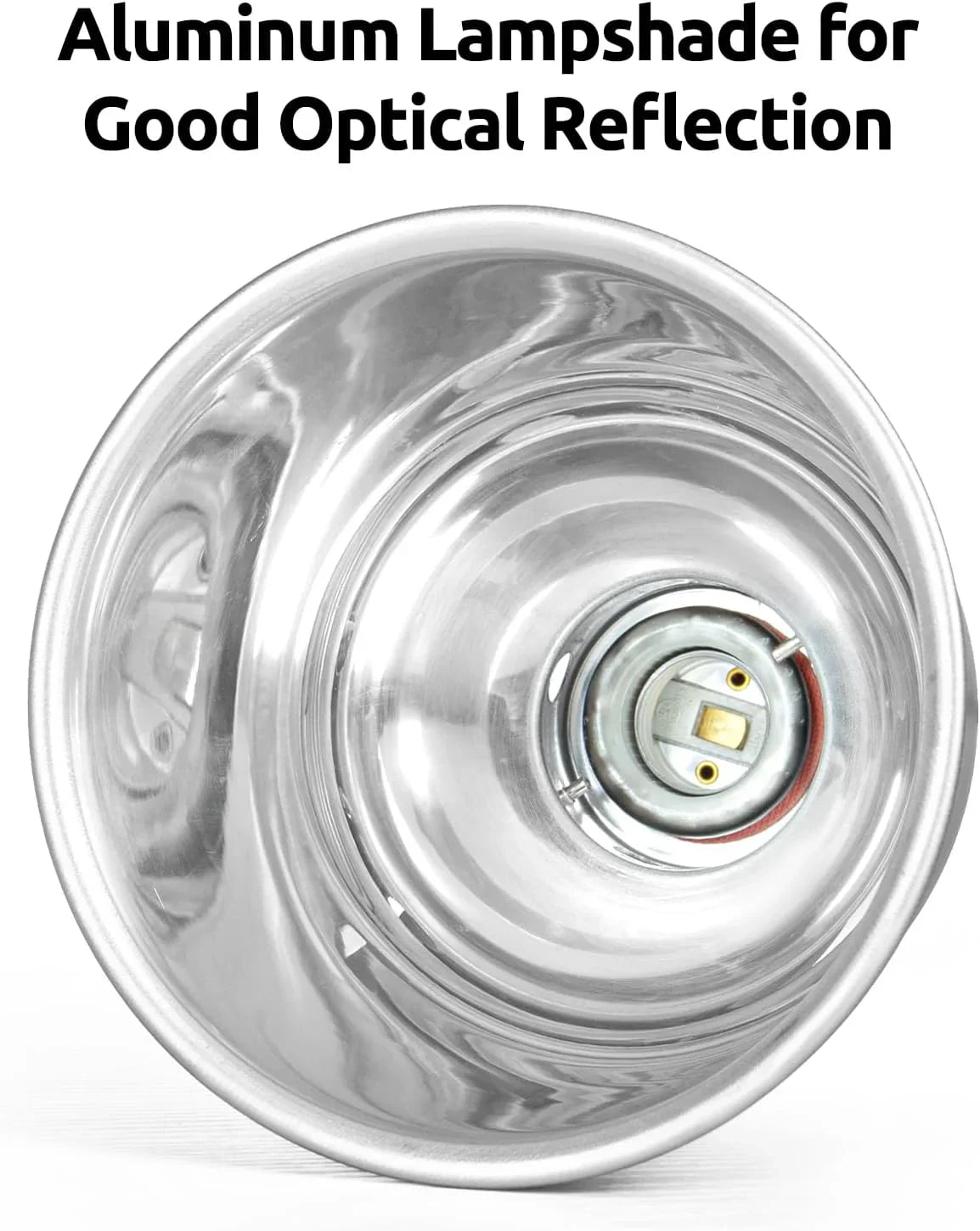 Aluminum lampshade with reflective surface, ideal for reptile terrarium lighting