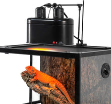 Load image into Gallery viewer, REPTIZOO Dual Reptile Light Fixture, Reptile Heat Lamp Combo Pack Include 100W Full Spectrum UVA UVB Reptile Light Basking Spot Lamp Bulb &amp; 100W Ceramic Heat Emitter No Light Heating Bulb