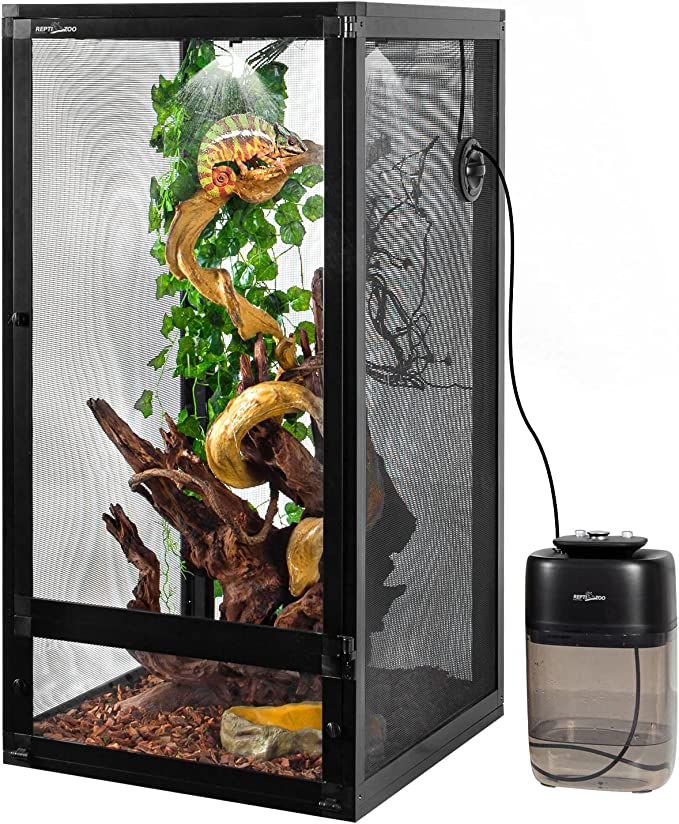 REPTI ZOO 120 Gallon Large 24x24x48 inch Foldable Reptile Open Fresh Air Aluminum Screen Chameleon Breeding Cages