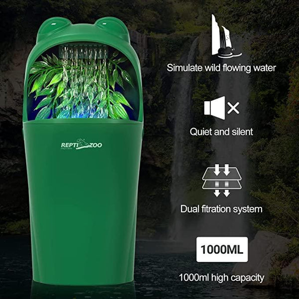 REPTIZOO Reptile Water Dispenser Automatic Chameleon Drinking Fountain with Indicator Light, Reptile Terrarium Decor Water Dripper for Reptiles, Chameleon, Lizard, Gecko Amphibians DF08 - REPTI ZOO