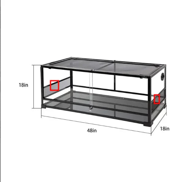 48x18x18 inch glass reptile terrarium with sliding doors and ventilation panel Main image