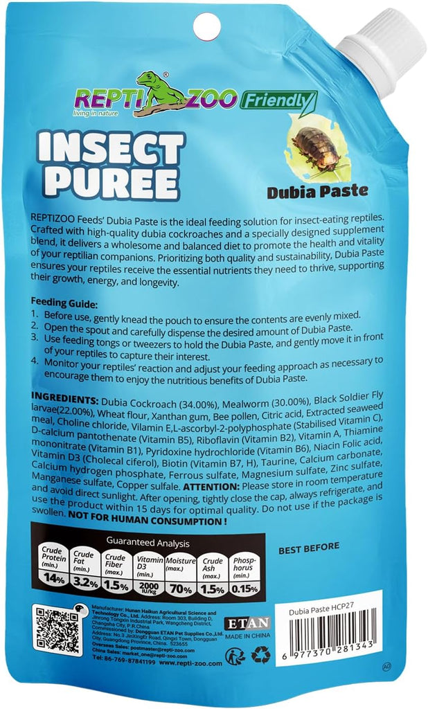 Premium Crested Gecko Food Insect Puree Dubia Paste Made with Fresh Insects 2.82oz