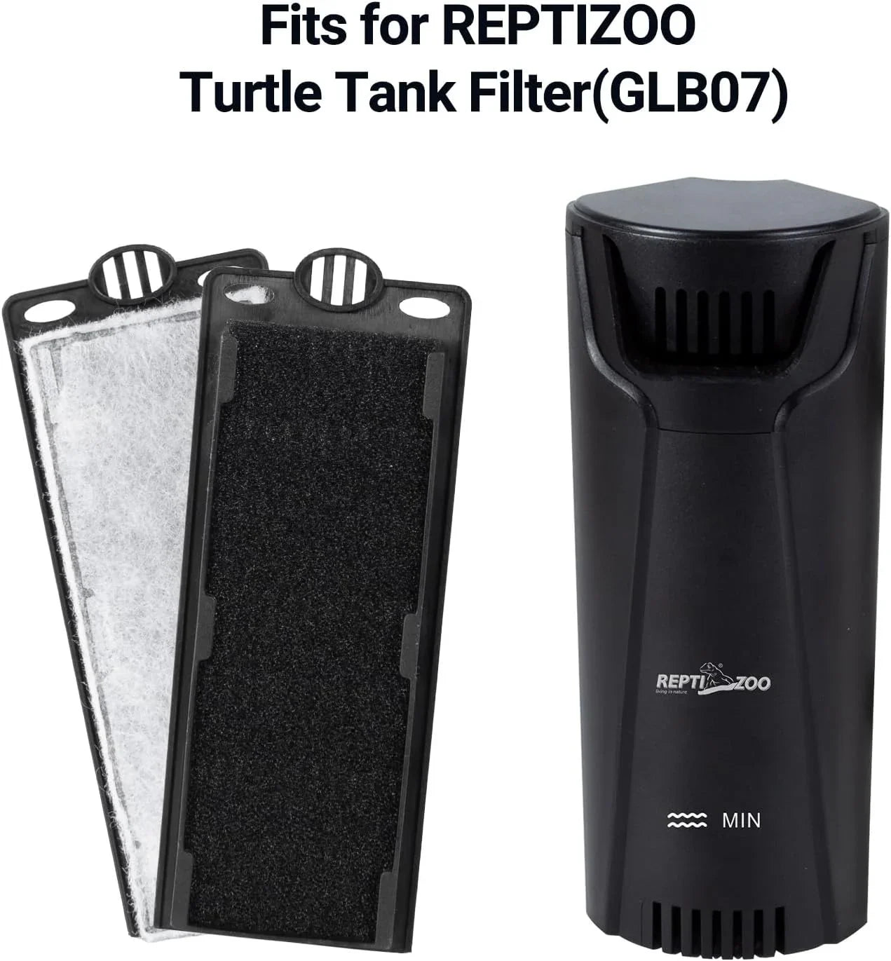 Turtle tank filter with two replacement filter cartridges for reptile aquariums Main image