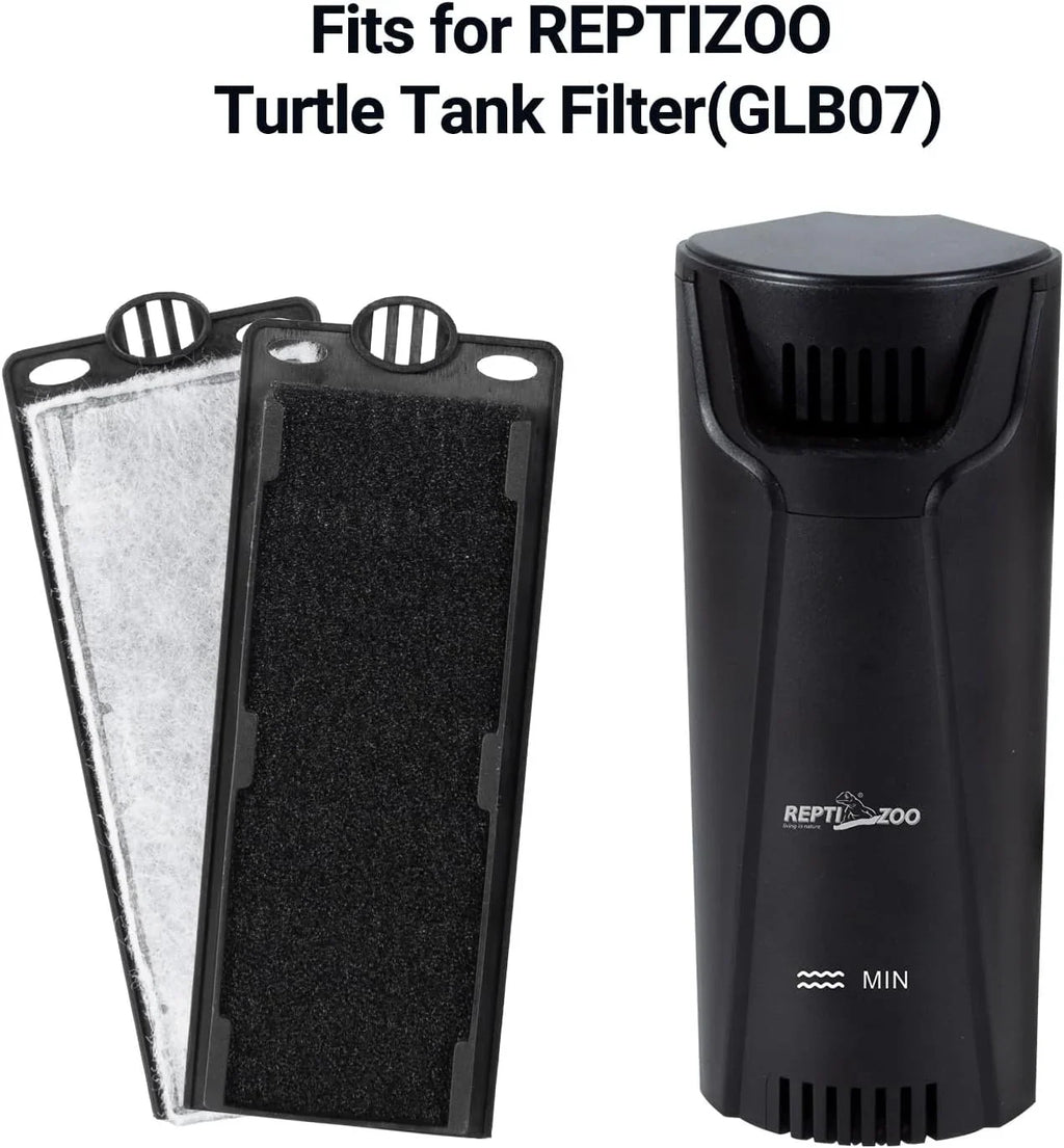 Turtle tank filter with two replacement filter cartridges for reptile aquariums