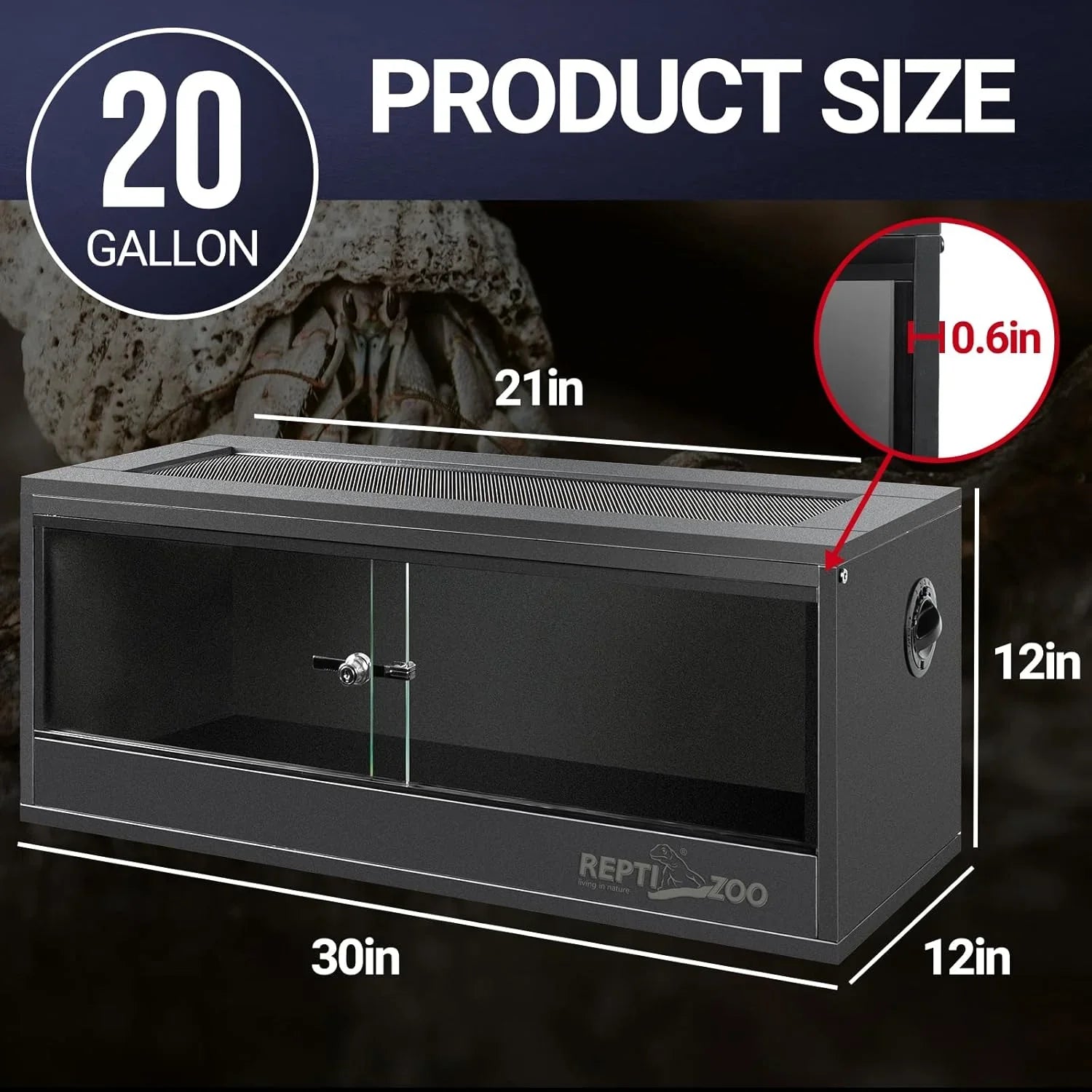 REPTI ZOO 20 Gallon PVC Reptile Tank 30x12x12 Reptile Terrarium for Lizards Secondary image