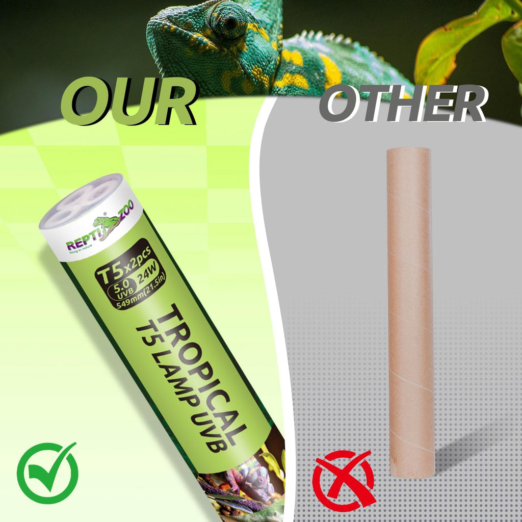 REPTI ZOO 2 Pack T5 5.0 UVB Reptile Light Bulb 24W