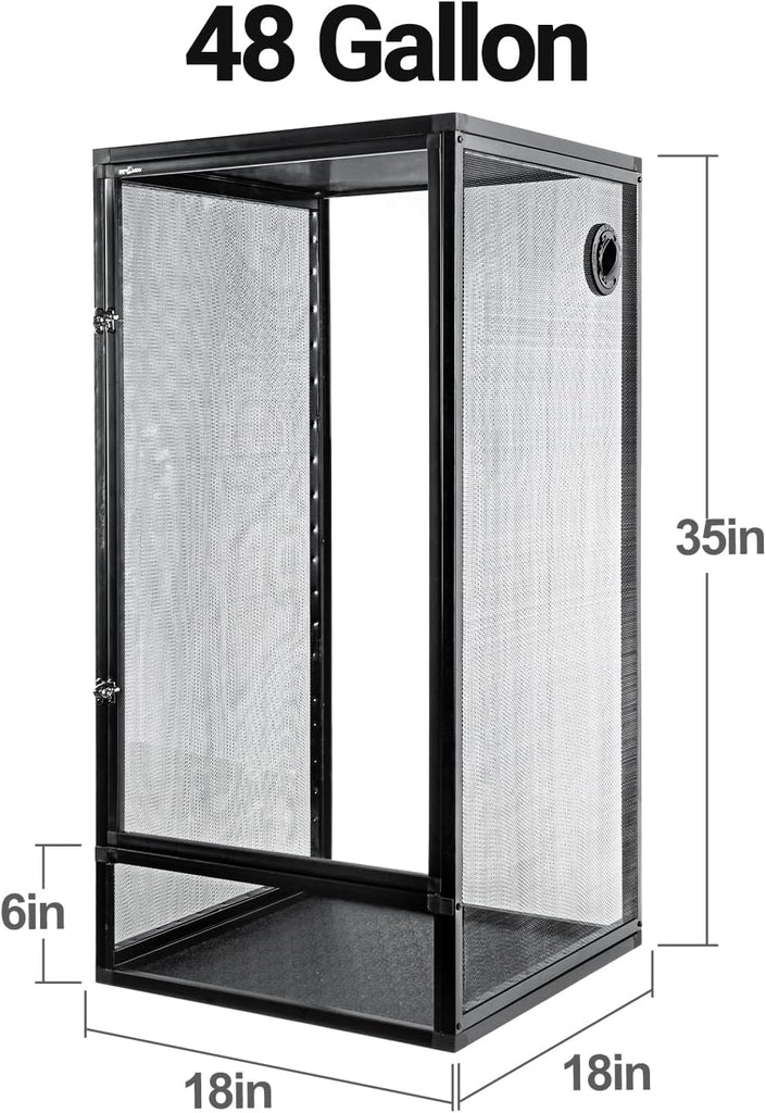 REPTI ZOO 18" x 18" x 36" Front Opening Chameleon Cage with 3-Sided Metal Mesh, 50 Gallon Screen Vertical Terrarium with Background Sticker, Tall Enclosure for Chameleon, Tree Frog, Arboreal Reptiles