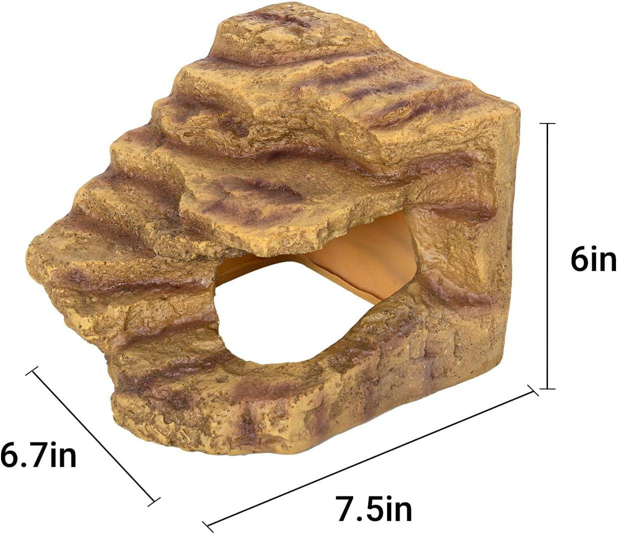 Artificial reptile cave hideout for terrarium, rock design, 7.5 x 6.7 x 6 inches