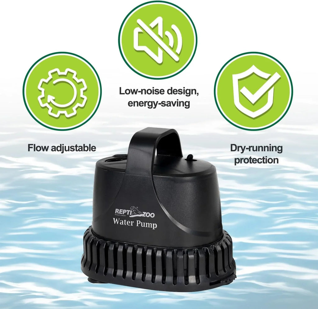 Adjustable reptile terrarium water pump with low-noise design and dry-running protection