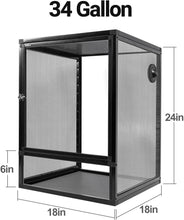 Load image into Gallery viewer, REPTI ZOO 18&quot; x 18&quot; / 16 x 16&quot; Front Opening Chameleon Cage with 3-Sided Metal Mesh, 34/50 Gallon Screen Vertical Terrarium with Background Sticker,