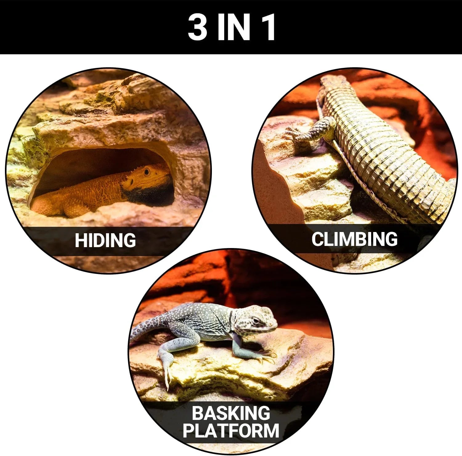 Resin Reptile Hideout Cave Reptile Habitat Tank Decor Terrarium Accessories for Lizards Secondary image