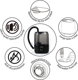 REPTI ZOO 4L Reptile Humidifier, Upgrade Reptile Fogger Large Reptile Mister Tank Terrarium Humidifier Fogger for Reptiles Amphibians Herps Vivarium