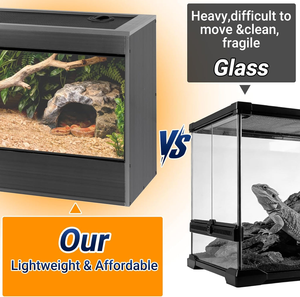 SUKEOPET 50 Gallon Composite Reptile Enclosure 36x18x18 Inch Wood