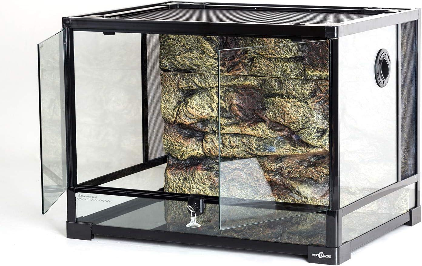 REPTI ZOO 34 Gallon Large Glass Reptile Terrarium with Foam Background Secondary image