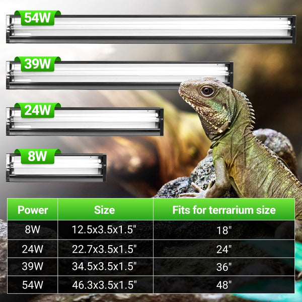 REPTI ZOO UVB Reptile Light Kit – New Version T5 HO UVB Lighting Combo with 10.0 UVB Tube, Terrarium Hood, 24W, 22-Inch Fixture