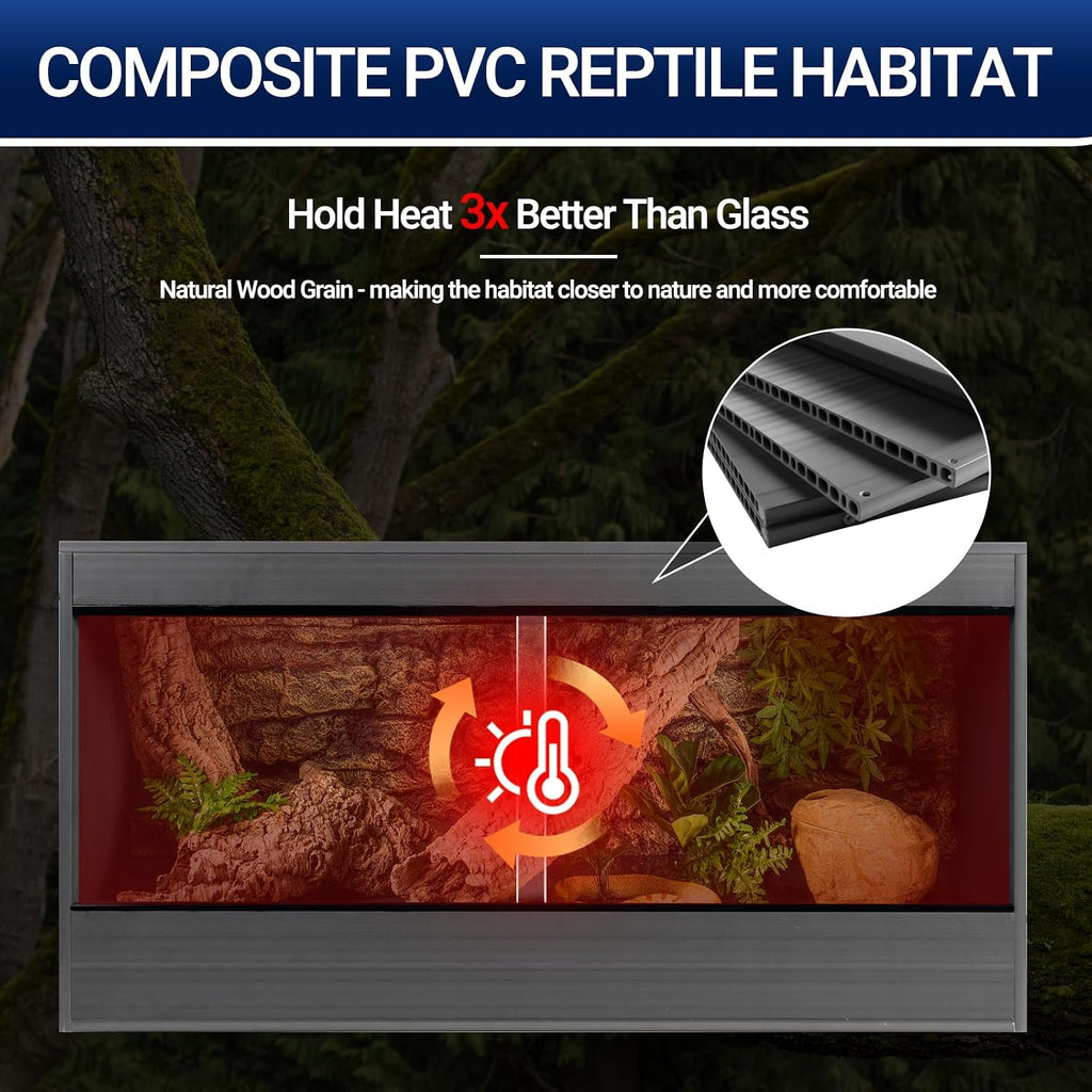 SUKEOPET 50 Gallon Composite Reptile Enclosure 36x18x18 Inch Wood