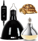 REPTI ZOO 8.5 Inch Reptile Terrariums Dome Lamp Fixture Reptile UVB Light Fixture with Timer Optical Reflection Cover for Reptile Glass Tank