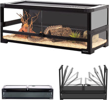Load image into Gallery viewer, Collapsible Reptile Tank 20 Gallon 30&quot;x12&quot;x12&quot; Tempered Glass Reptile Terrarium with Black PVC Back