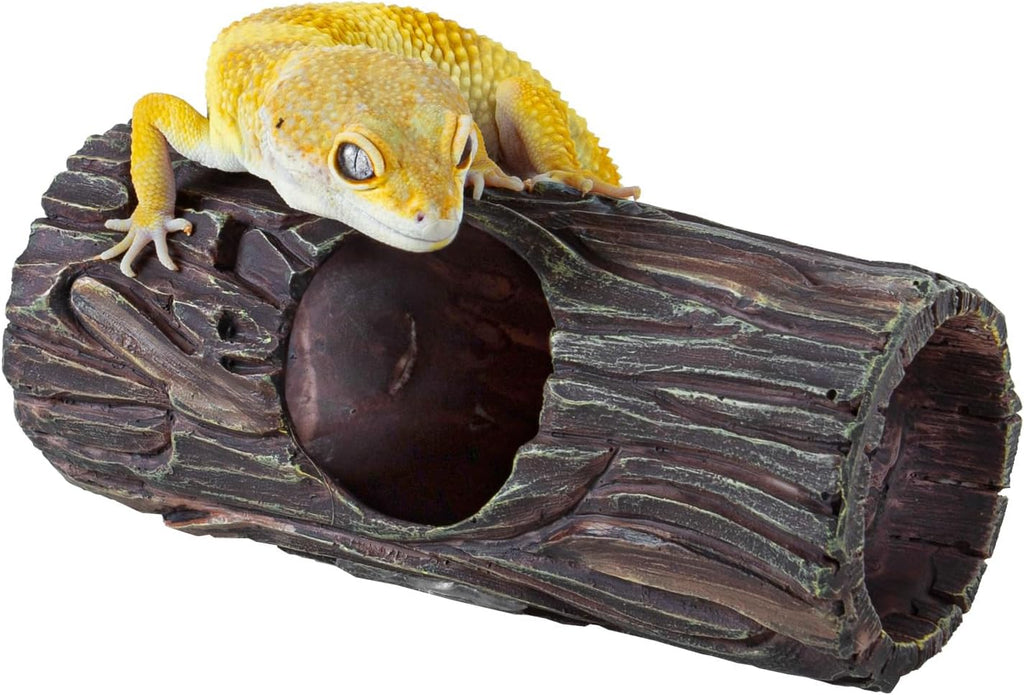 REPTIZOO Magnetic Reptile Hide Cave Resin Hollow Tree Trunk Hideout, Gecko Hide with Strong Magnetic Climbing Toy