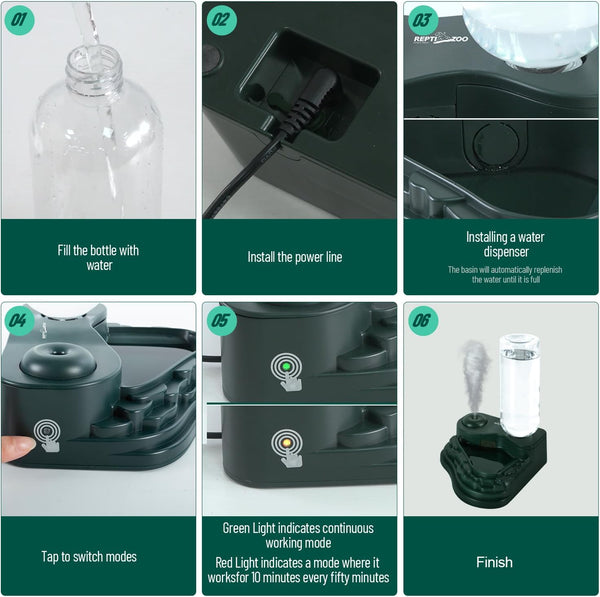 REPTI ZOO RV09 2-in-1 Reptile Water Feeder and Fogger 500ml Black
