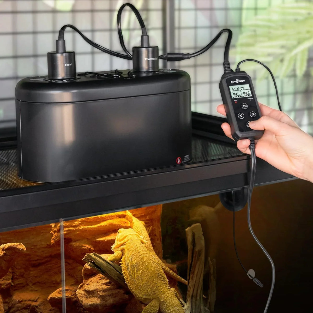 REPTI ZOO Dual Deep Dome Reptile Light Fixture with PID Dimming Thermostat and Timer