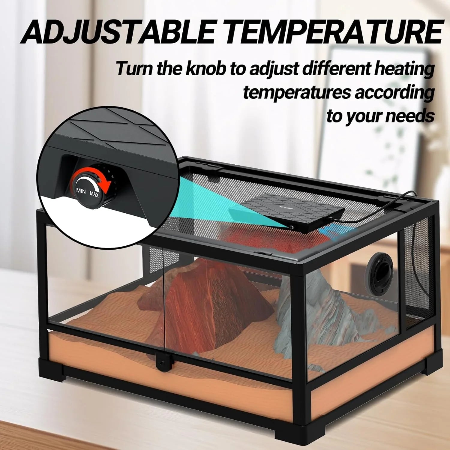 Reptile Heat Panel Adjustable Temperature Reptile Heating Plate, Non-Light Heating Solution with Expanded Heating Range Secondary image