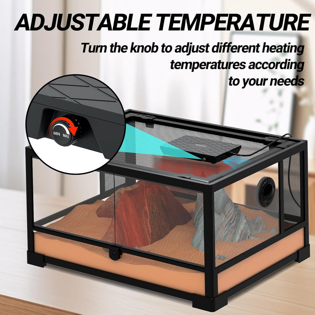 Reptile Heat Panel Adjustable Temperature Reptile Heating Plate, Non-Light Heating Solution with Expanded Heating Range