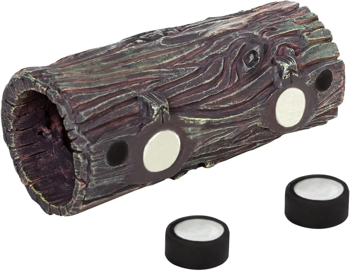 Artificial hollow log hideout with magnets for reptile terrarium decor