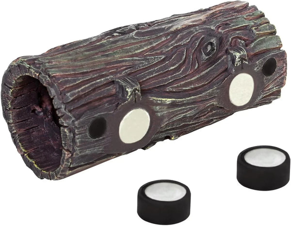 Artificial hollow log hideout with magnets for reptile terrarium decor