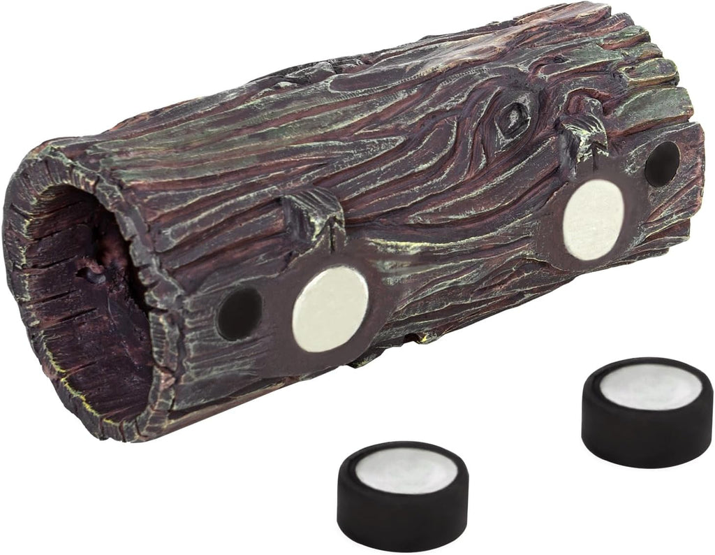 REPTIZOO Magnetic Reptile Hide Cave Resin Hollow Tree Trunk Hideout, Gecko Hide with Strong Magnetic Climbing Toy