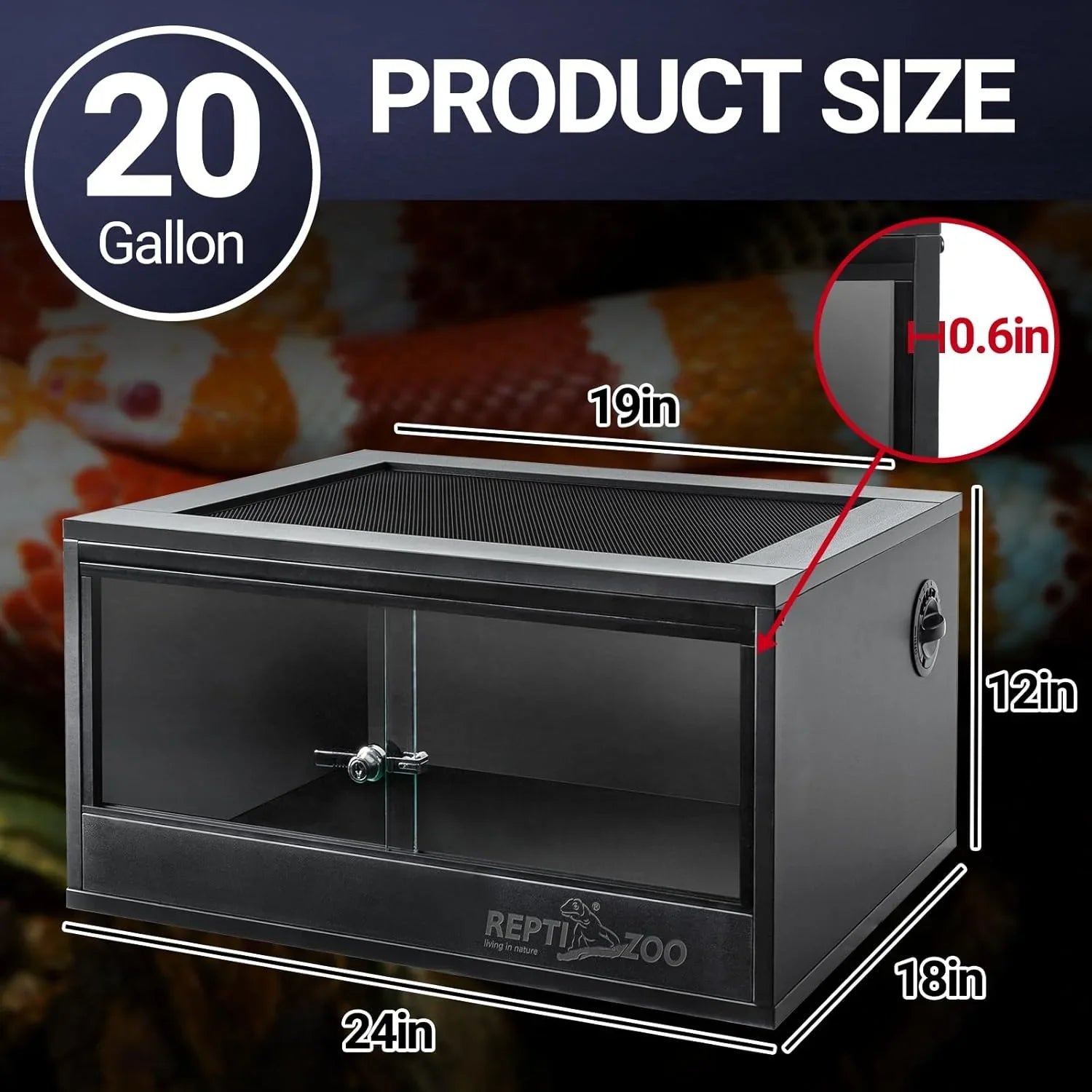 REPTI ZOO PVC Reptile Terrarium for Crested Gecko Leopard Gecko Snake Turtle Hermit Crab, Thermal Insulation Moisturizing Secondary image