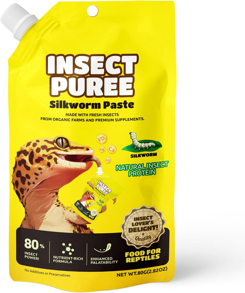 Premium Insect Puree Gecko Food, Silkworm Paste for Healthy Lizards & Reptiles