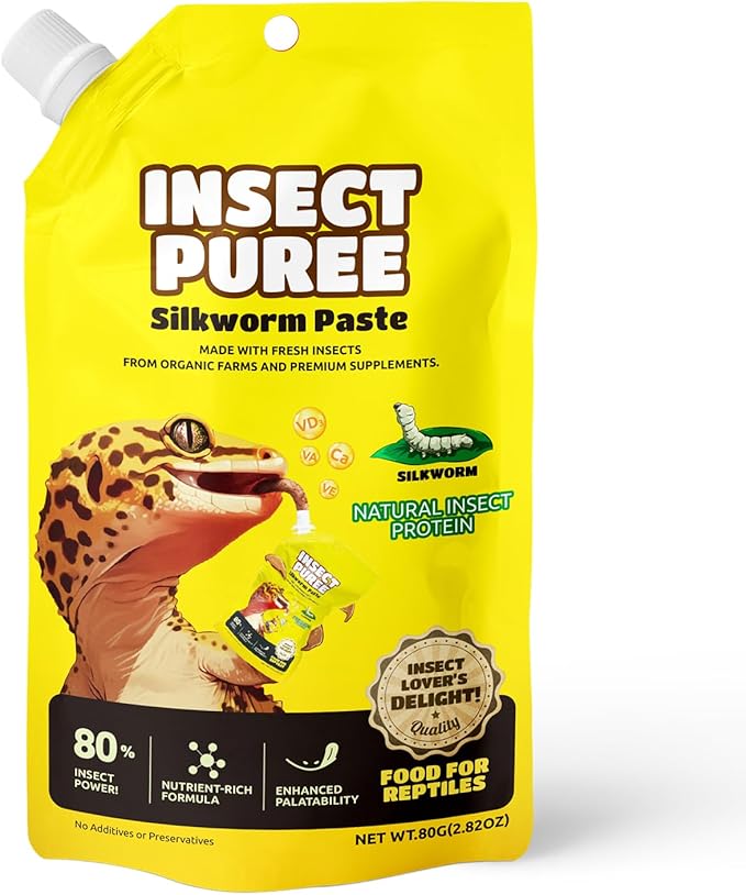 Premium Insect Puree Gecko Food, Silkworm Paste for Healthy Lizards & Reptiles