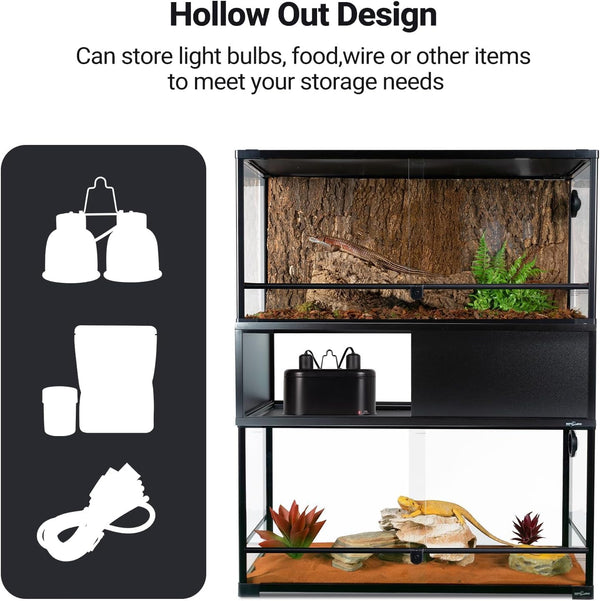 REPTIZOO Stackable Reptile Enclosure with Terrarium Stacker – Front Opening Modular Tank System