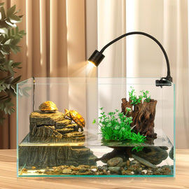 REPTIZOO Turtle Tank Filter 92GPH Aquarium Filter with Basking Platform and Climbing Ramps, Flow Adjustable Turtle Filter with 3-Stage Bio-Filtration, Quiet Aquatic Reptile Filter