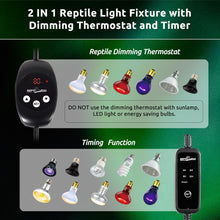 Load image into Gallery viewer, REPTI ZOO Dual Reptile Light Fixture with Dimming Thermostat and Timer
