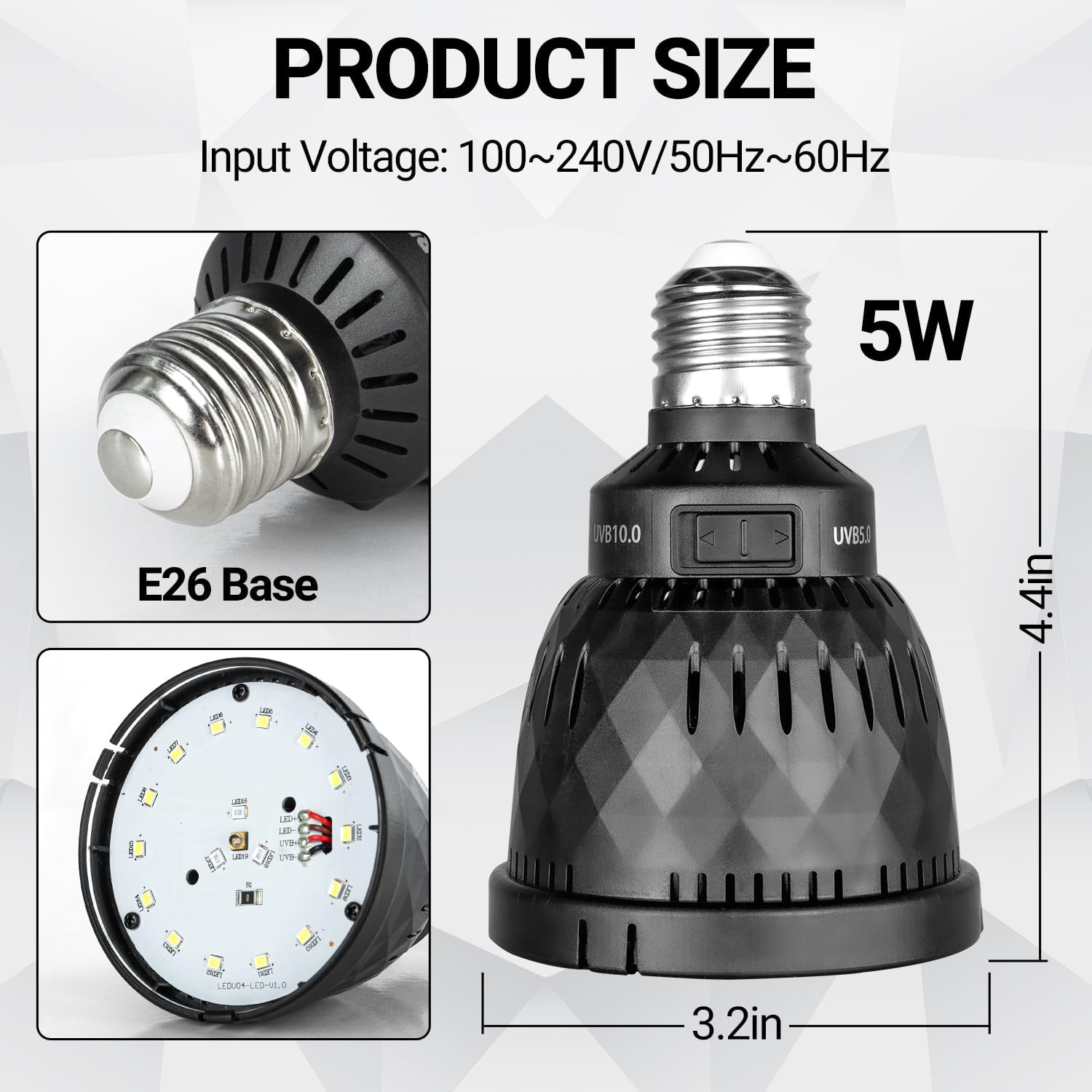 REPTI ZOO Dimmable Dual Mode UVB UVA Reptile Light Bulb Secondary image
