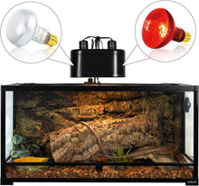 Load image into Gallery viewer, REPTI ZOO Reptile Dual Lamp Fixture Heat Lamp Bulb Combo Pack Includes 100W UVA Daylight Heating Lamp and 100W Infrared Heat Emitter Infrared Basking Spot