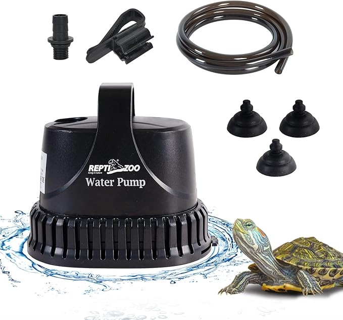 REPTIZOO Low-Water Level Drain Pump — Adjustable Flow for Turtle, Fish, and Paludarium Tanks Main image