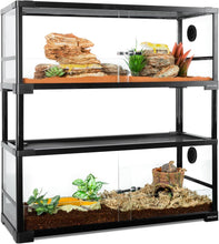 Load image into Gallery viewer, REPTI ZOO 40 Gallon Double Stacked Glass Reptile Terrarium with Sliding Doors