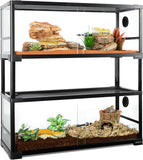 REPTI ZOO 40 Gallon Double Stacked Glass Reptile Terrarium with Sliding Doors