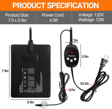 Load image into Gallery viewer, REPTI ZOO 6&quot; X 8&quot; Reptile Heat Pad Fast Heating Pad with Adjust Knob 8W / Adjustable Thermostat 12W Reptile Heat Mat