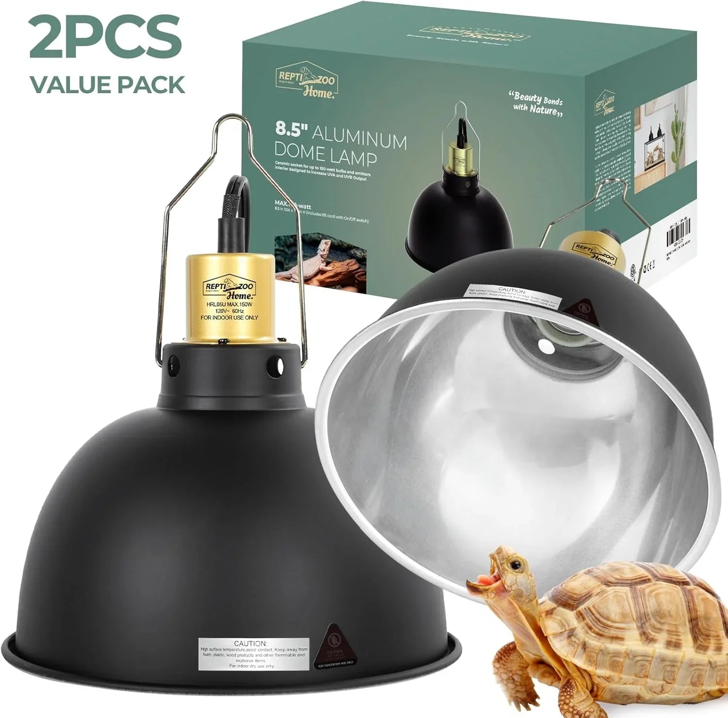 REPTIZOO 8.5 Inch Deep Dome Reptile Heat Lamp Fixture 2-Pack Secondary image