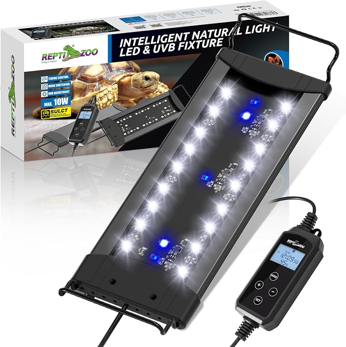 REPTIZOO Dimmable UVB LED Reptile Light with Timer