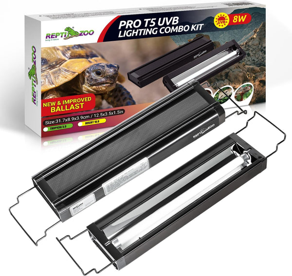 REPTI ZOO UVB Reptile Light Kit – New Version T5 HO UVB Lighting Combo with 10.0 UVB Tube, Terrarium Hood, 24W, 22-Inch Fixture