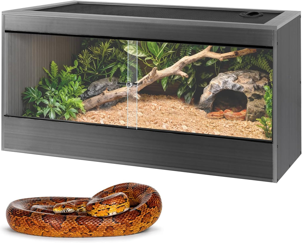 SUKEOPET 50 Gallon Composite Reptile Enclosure 36x18x18 Inch Wood